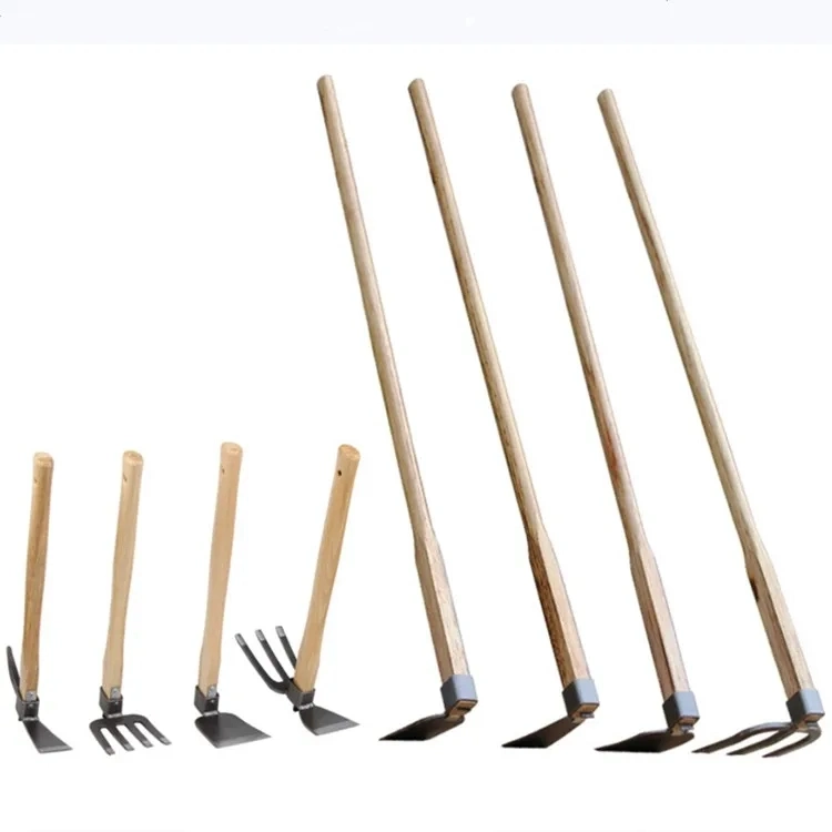 High Quality Carbon Steel Two Way Garden Tools Hoe and Fork 2 in 1 with Short Wooden Handle